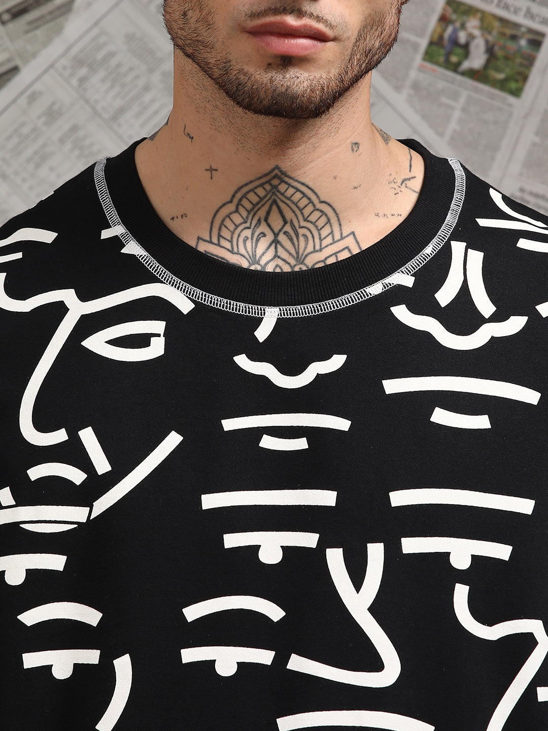 Mens Half Sleeve Drop Shoulder Printed Oversized Fit T-Shirts