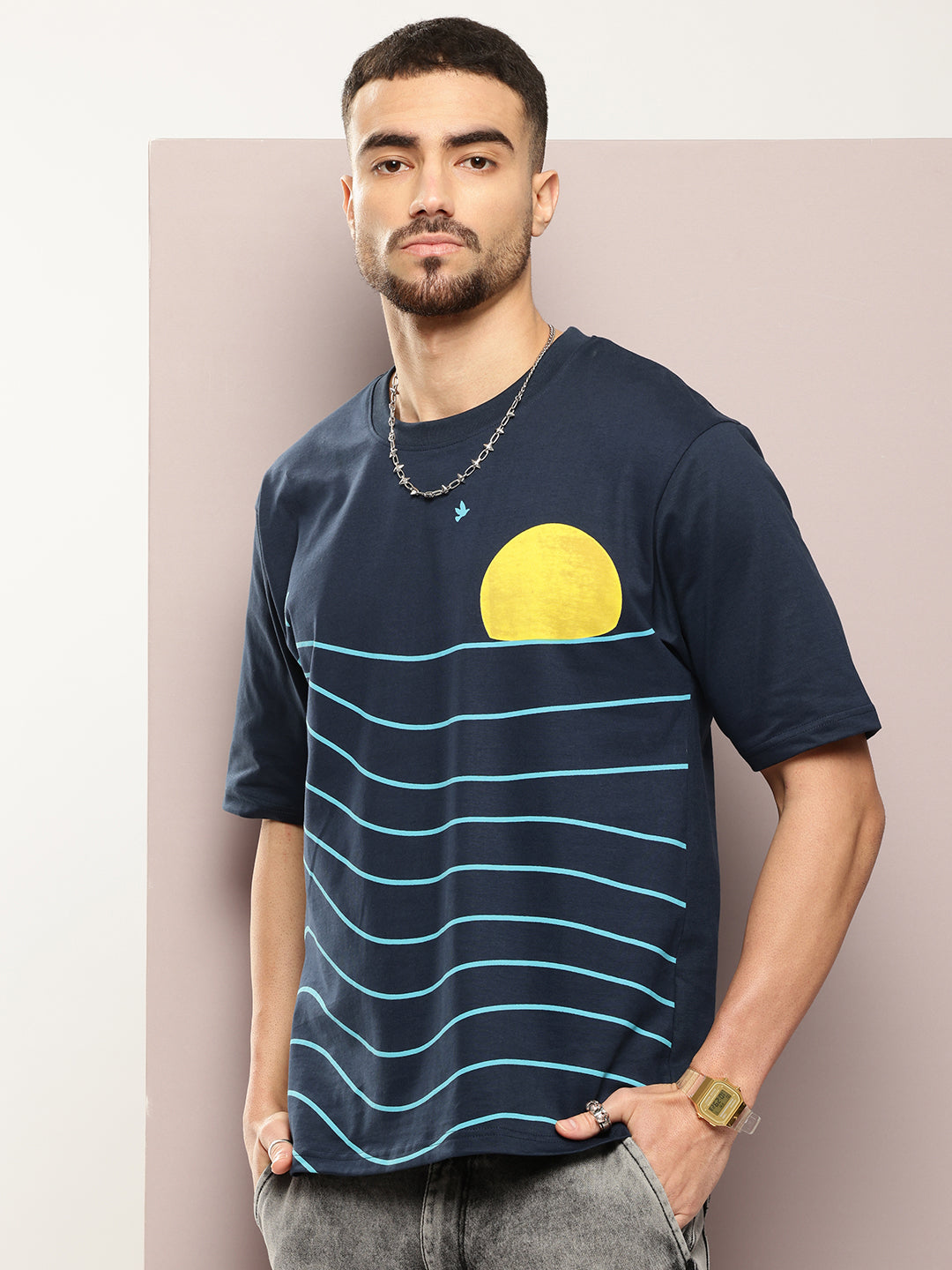 Mens Half Sleeve Round Neck Printed Oversized Fit Tshirts