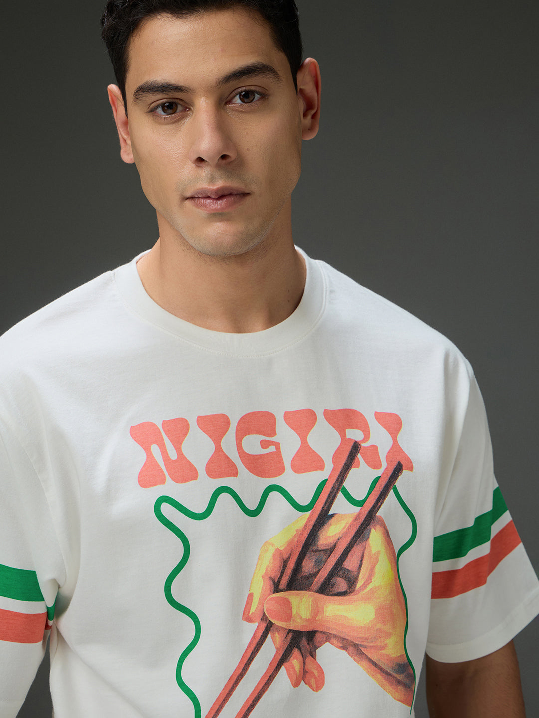 Mens Round Neck Half Sleeve Printed Oversized Fit Tshirt