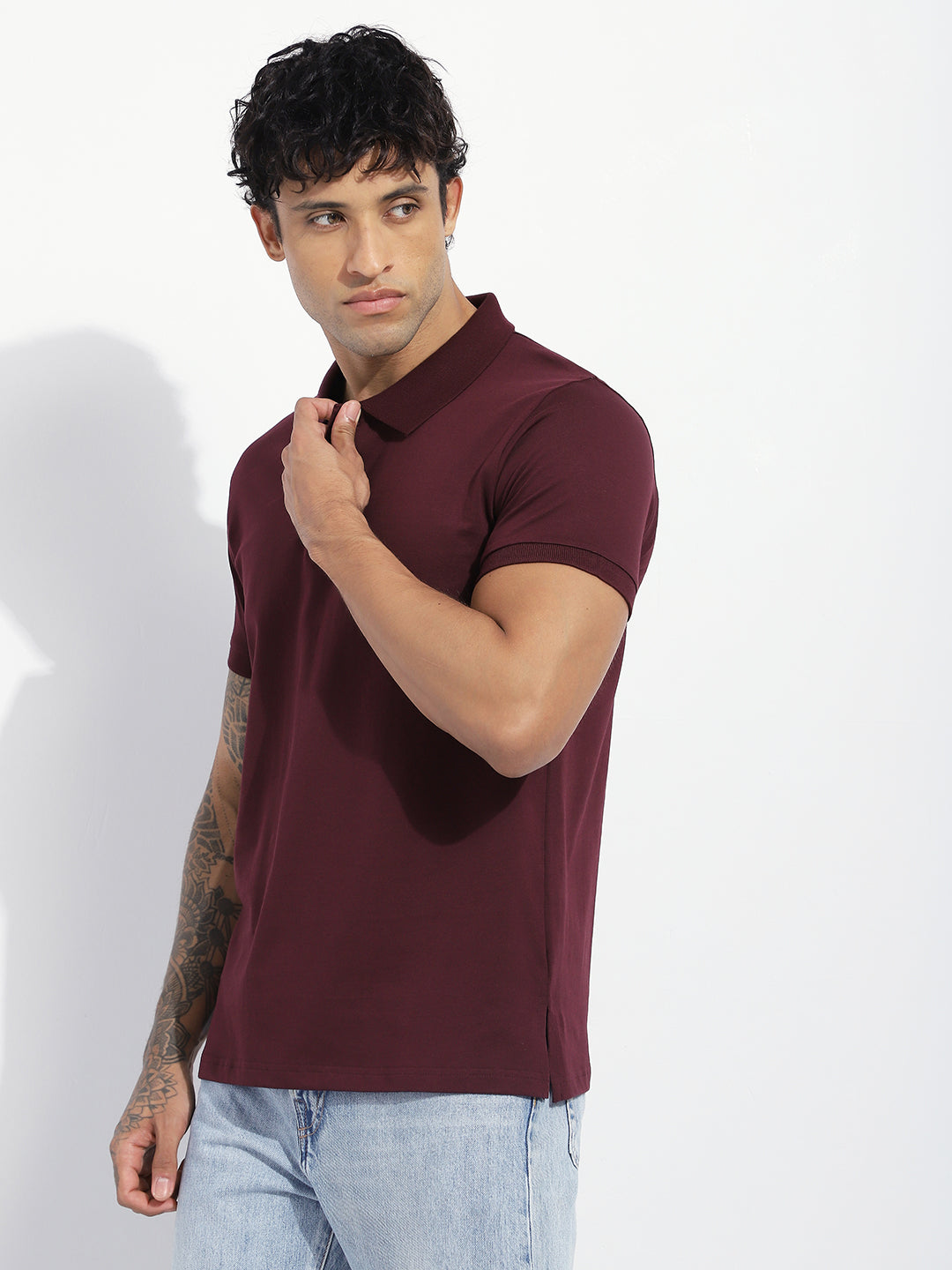 Mens Half Sleeve Polo Neck Solid Regular Fit Tshirts