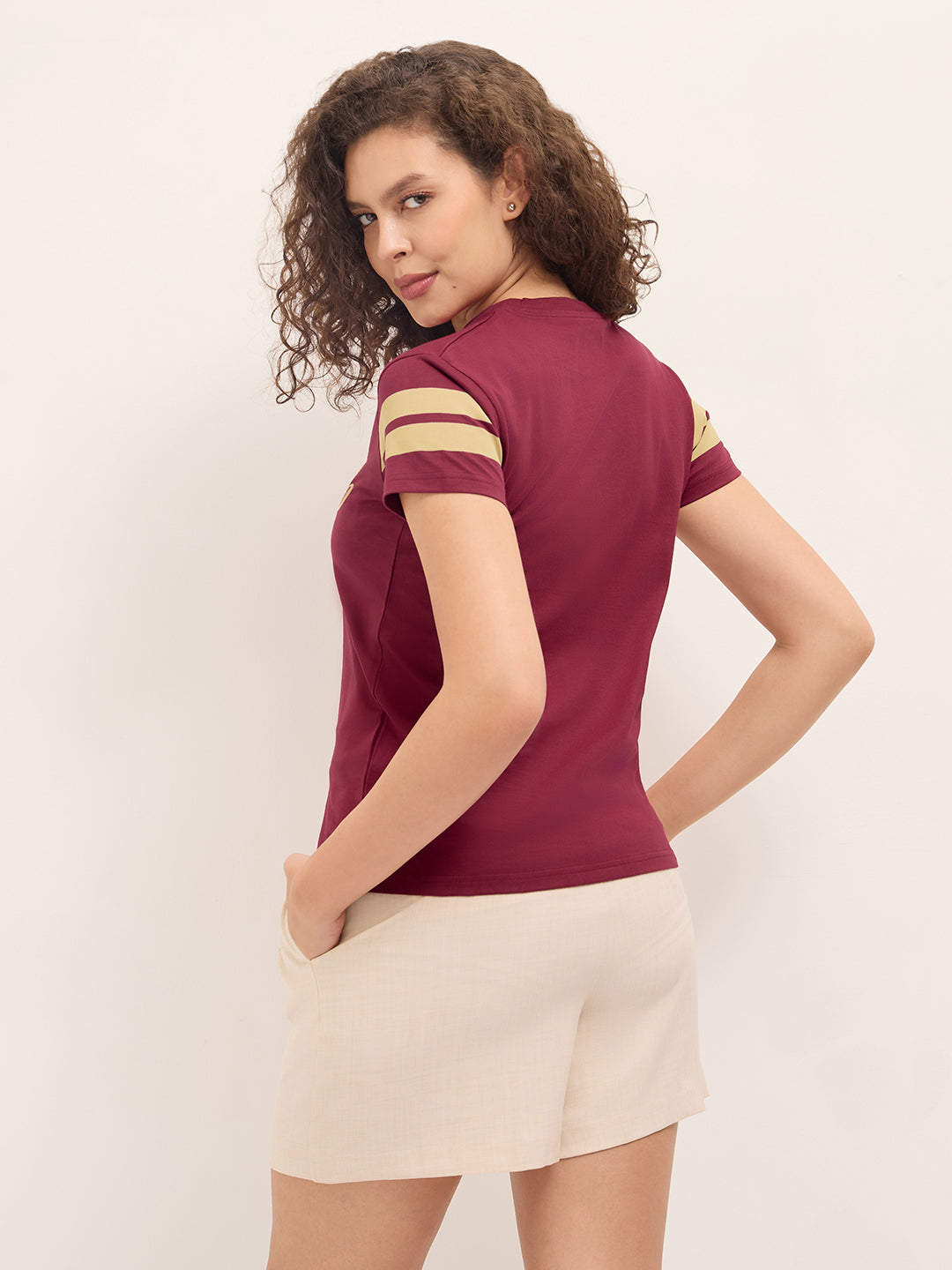 Womens Half Sleeve Round Neck Embroidered Regular Fit Tshirts