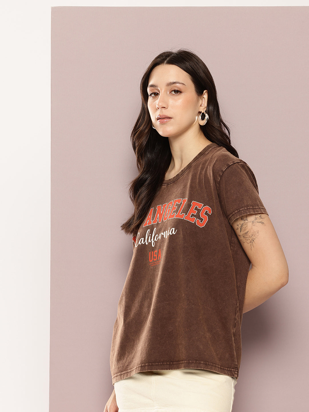 Womens Half Sleeve Round Neck Printed Boxy Fit Tshirts