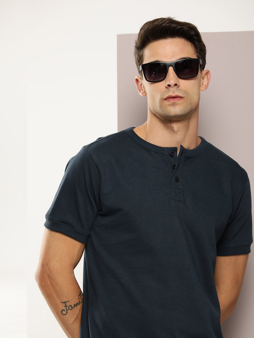 Mens Half Sleeve Henley Neck Regular Fit T-Shirts