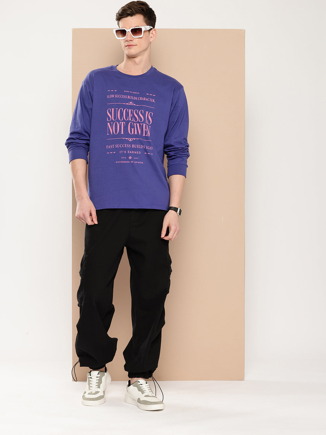 Mens Full Sleeve Round Neck Printed Oversized Fit Tshirts