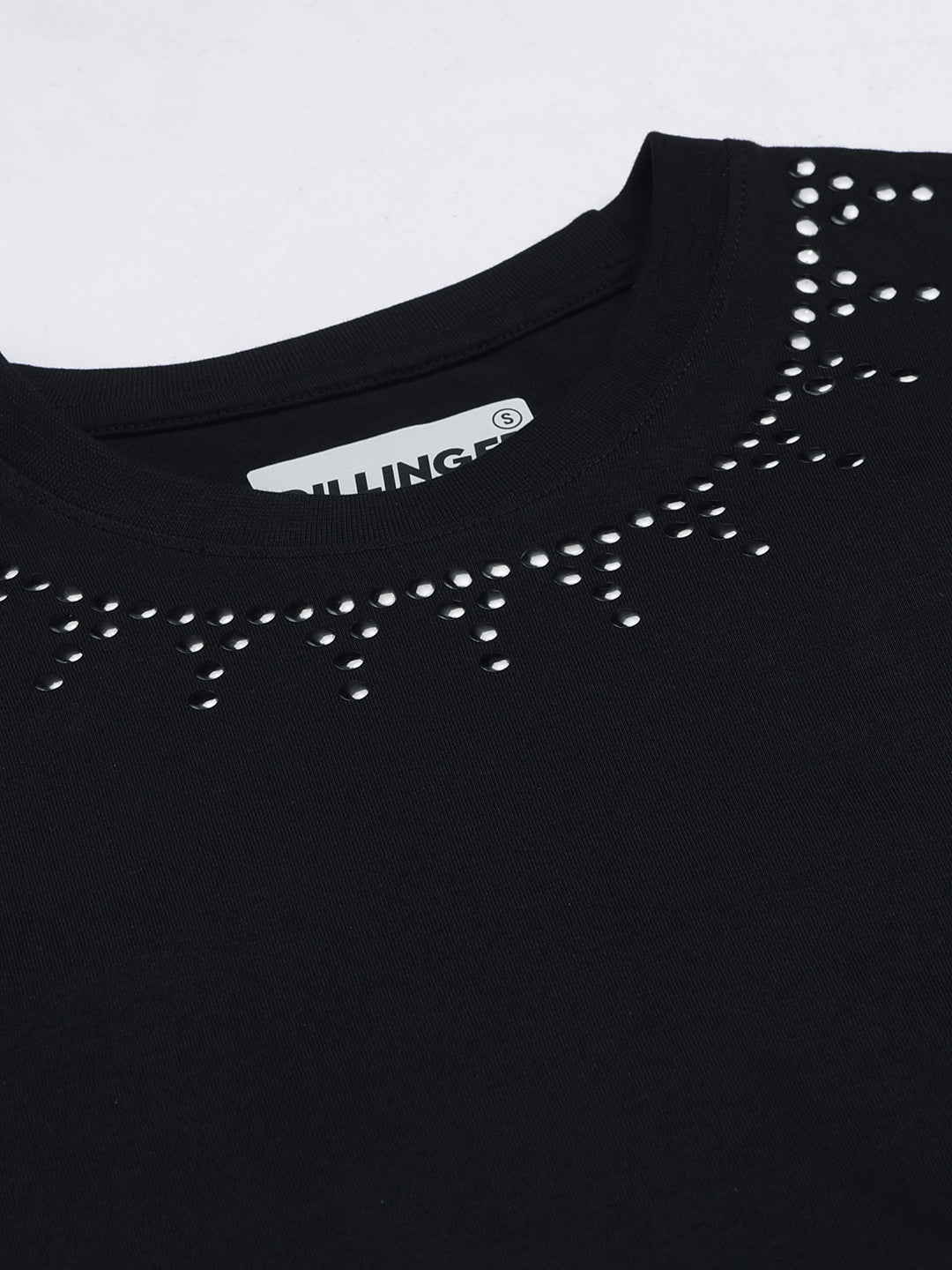 Womens Stud Detailed Oversized Round Neck Tshirt 