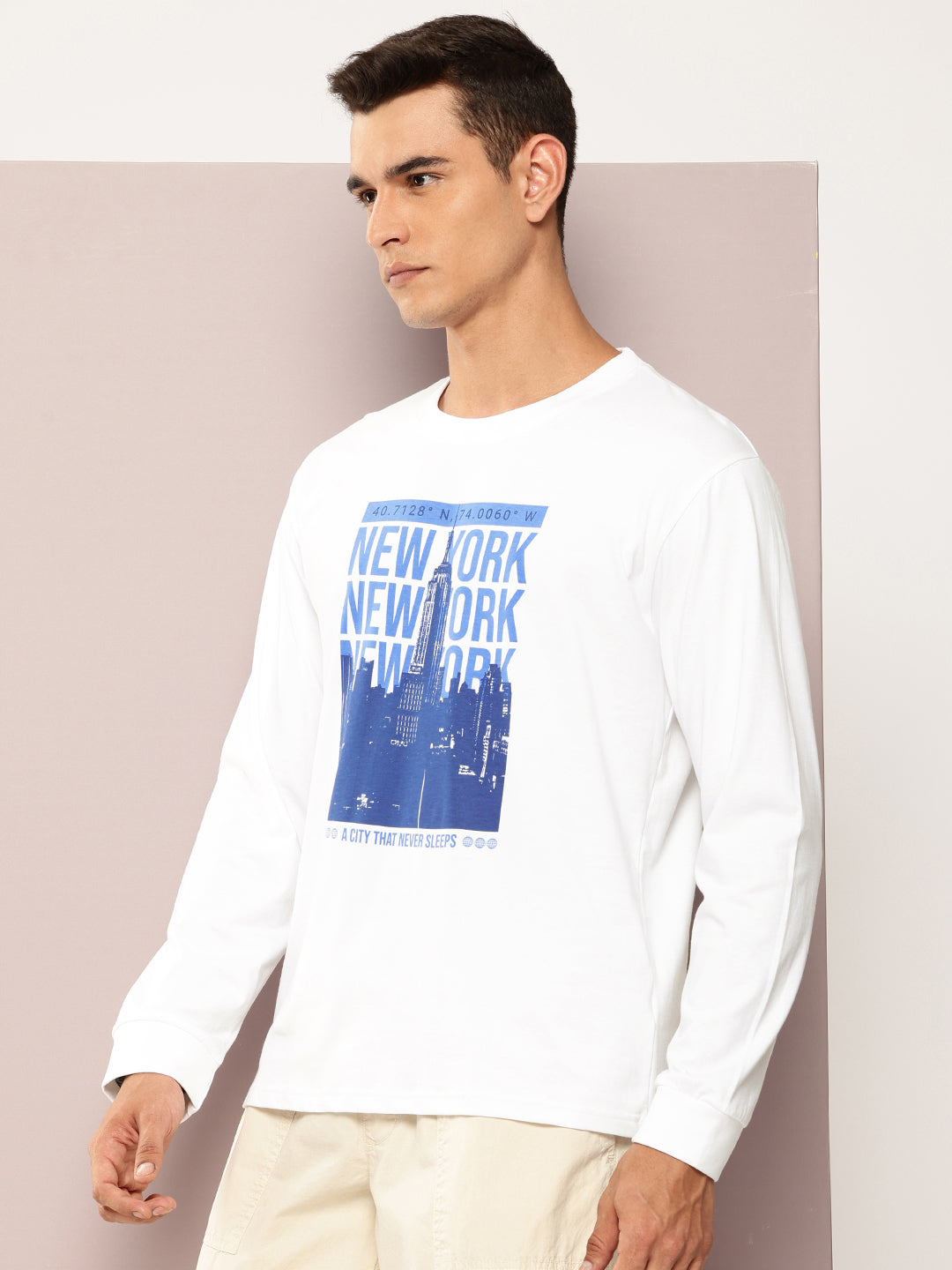 Mens Full Sleeve Round Neck Printed Oversized Fit Tshirts
