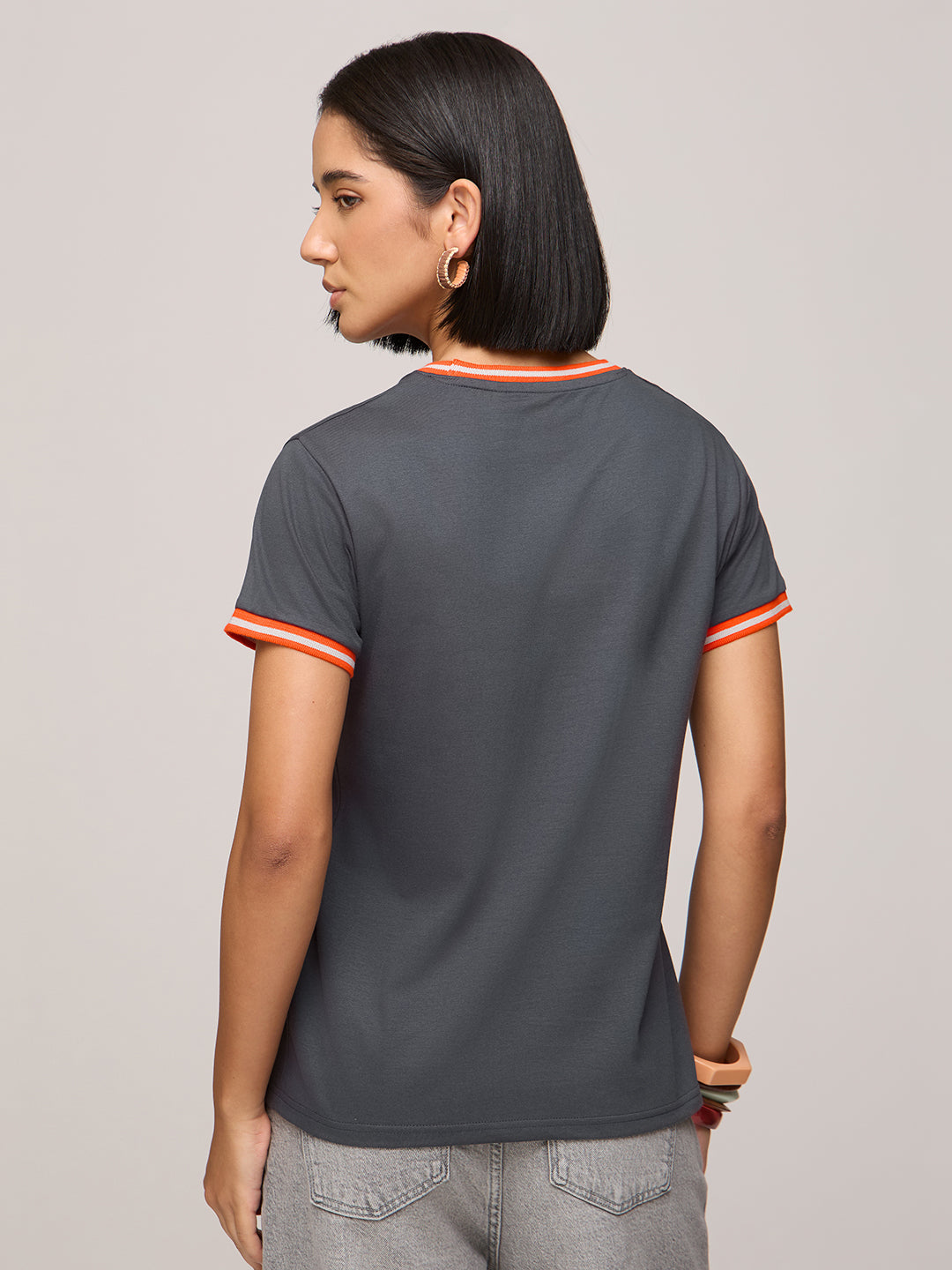 Womens Printed Regular Fit Cotton T-Shirt