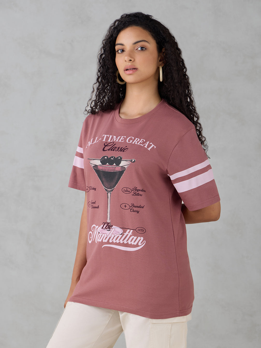 Womens Half Sleeve Printed Oversized Fit Tshirt