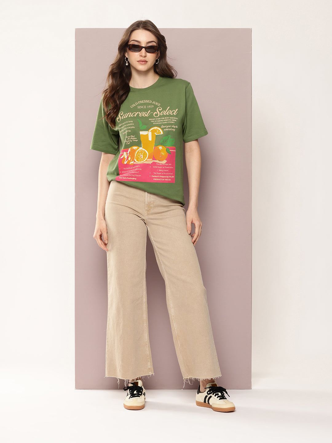 Womens Half Sleeve Round Neck Printed Oversized Fit Tshirts