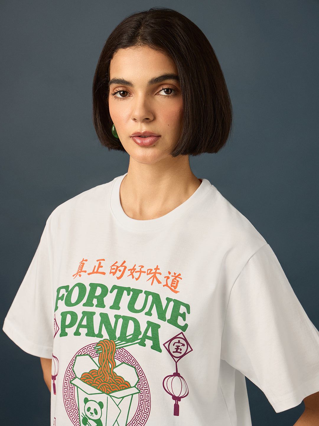Womens Short Sleeve Printed Oversized Fit Tshirt 