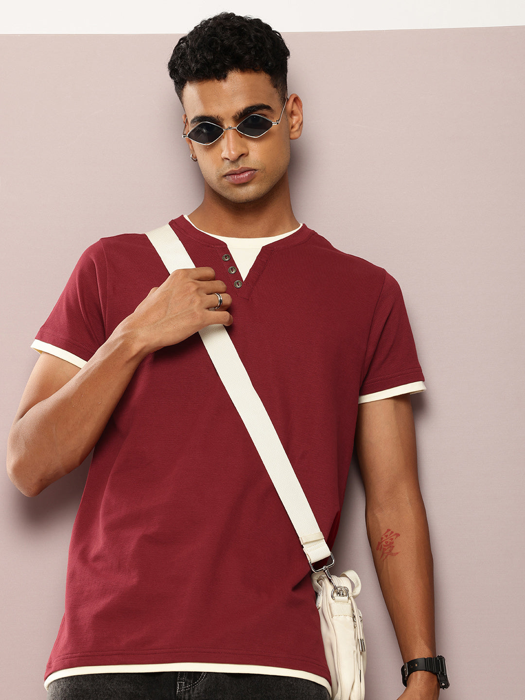Mens Half Sleeve V-Neck Solid Regular Fit Tshirts