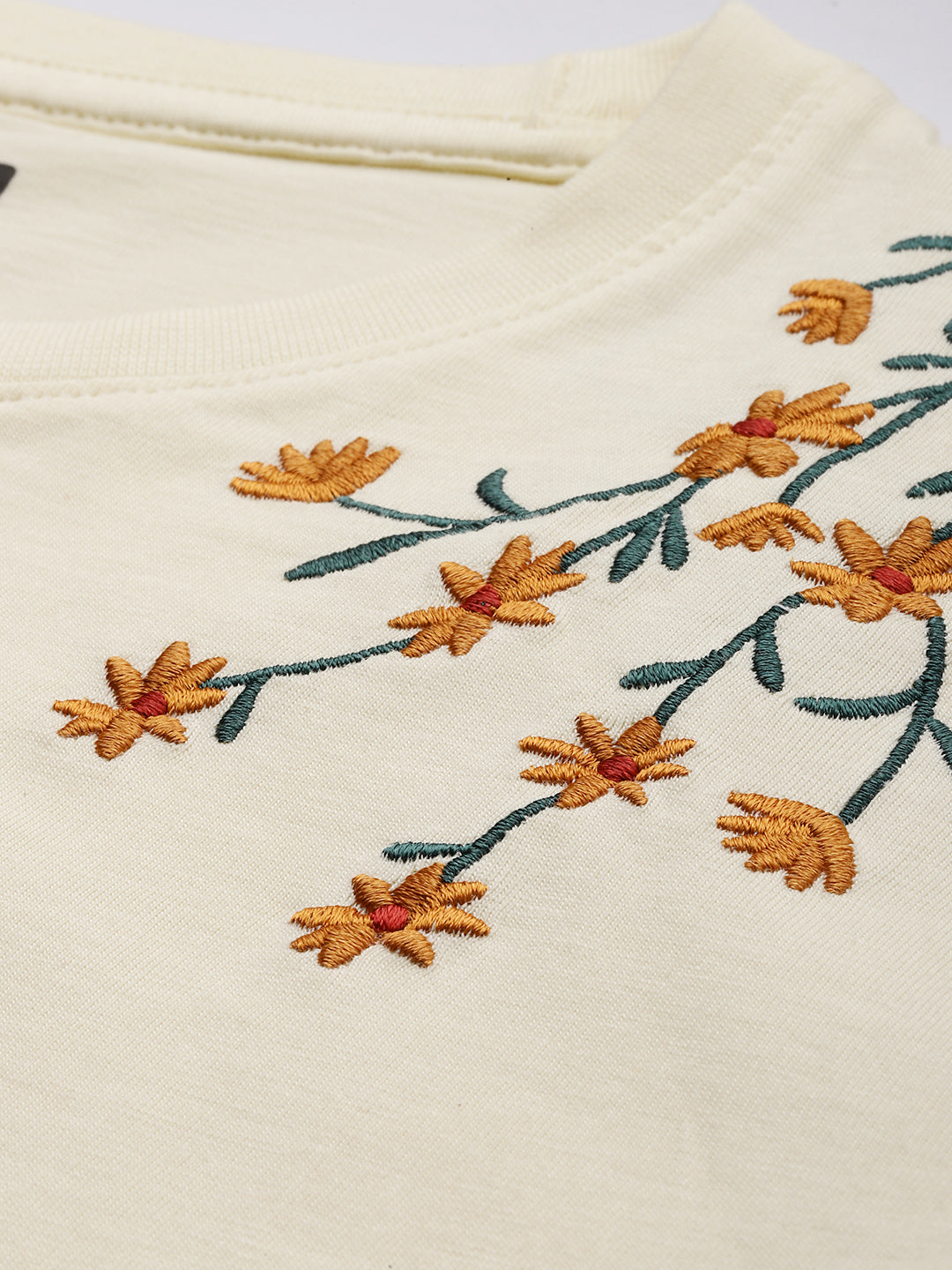 Womens Half Sleeve Round Neck Embroidered Regular Fit Tshirts