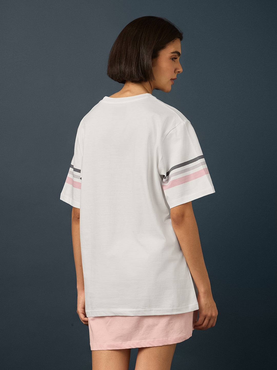Womens Short Sleeve Printed Oversized Fit Tshirt 