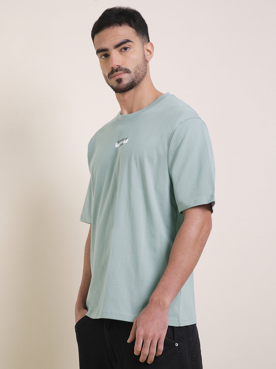 Mens Half Sleeve Round Neck Back Printed Oversized Fit Tshirts