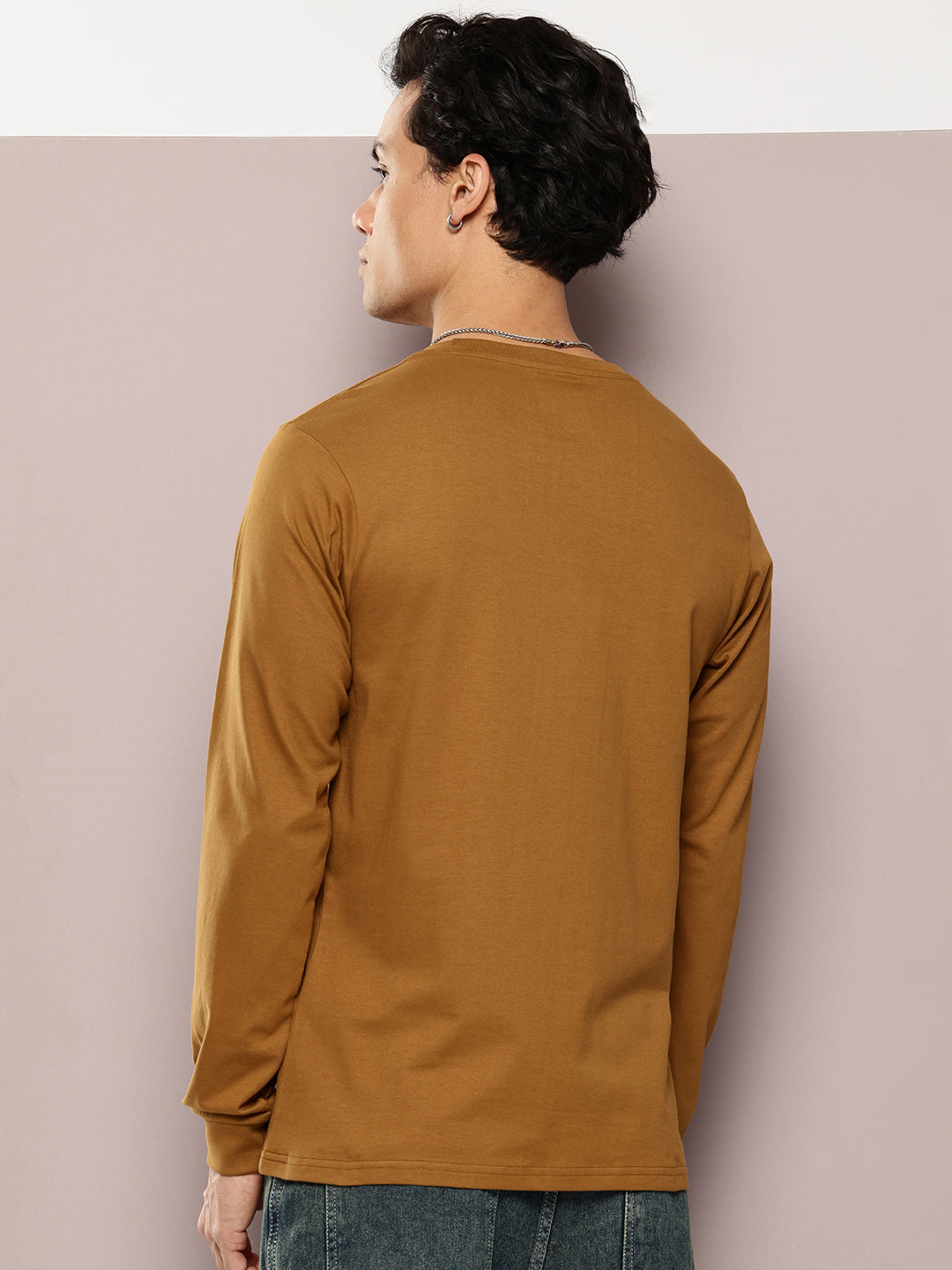 Mens Full Sleeve Round Neck Solid Regular Fit Tshirts