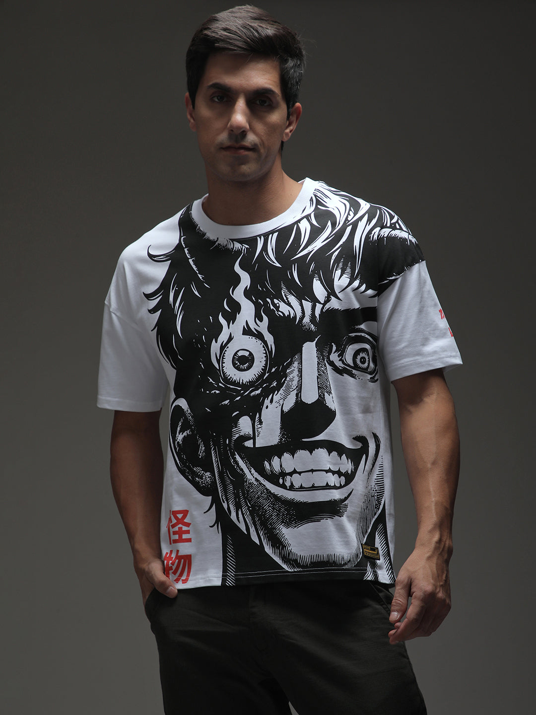 Mens Half Sleeve Drop Shoulder Printed Oversized Fit T-Shirts