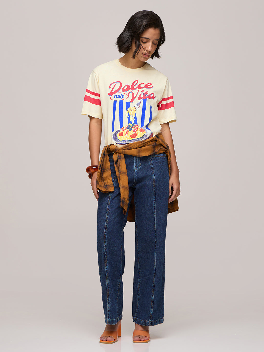 Womens Printed Oversized Fit Cotton T-Shirt