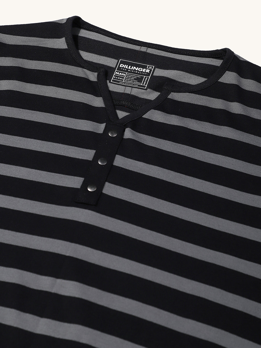 Mens Full Sleeve Henley Neck Striped Regular Fit Tshirts