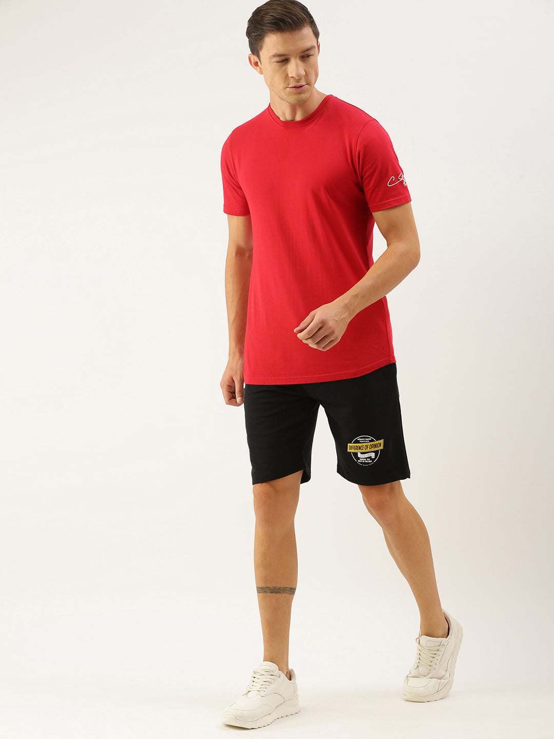 Men Black Brand Logo Printed Mid-Rise Regular Shorts