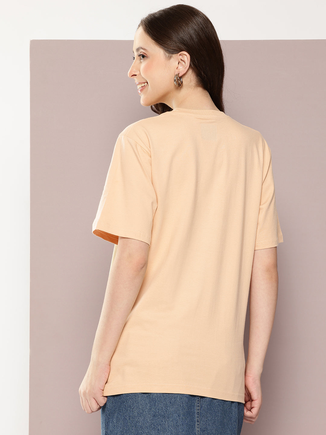Womens Half Sleeve Round Neck Printed Oversized Fit Tshirts
