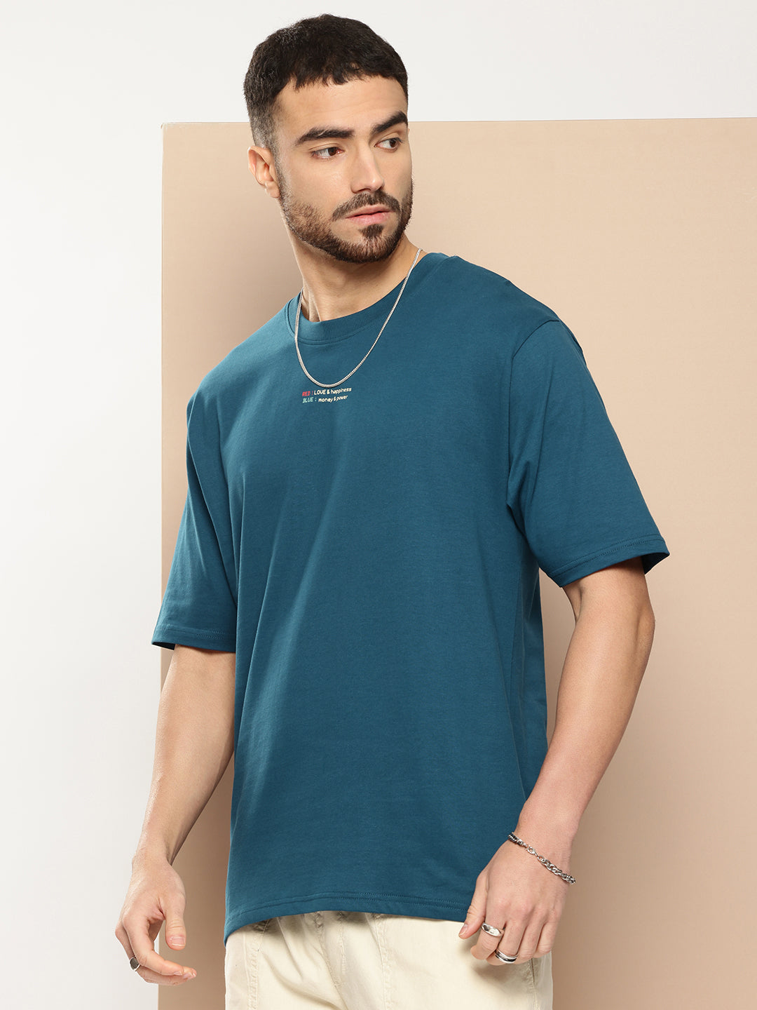 Mens Half Sleeve Round Neck Back Printed Oversized Fit Tshirts