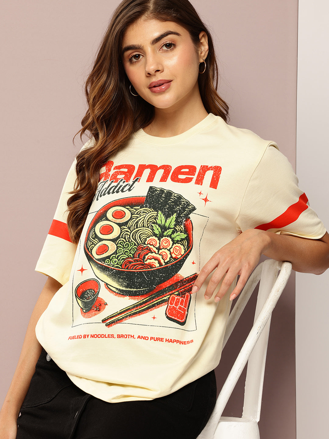 Womens Short Sleeve Printed Oversized Fit Tshirt