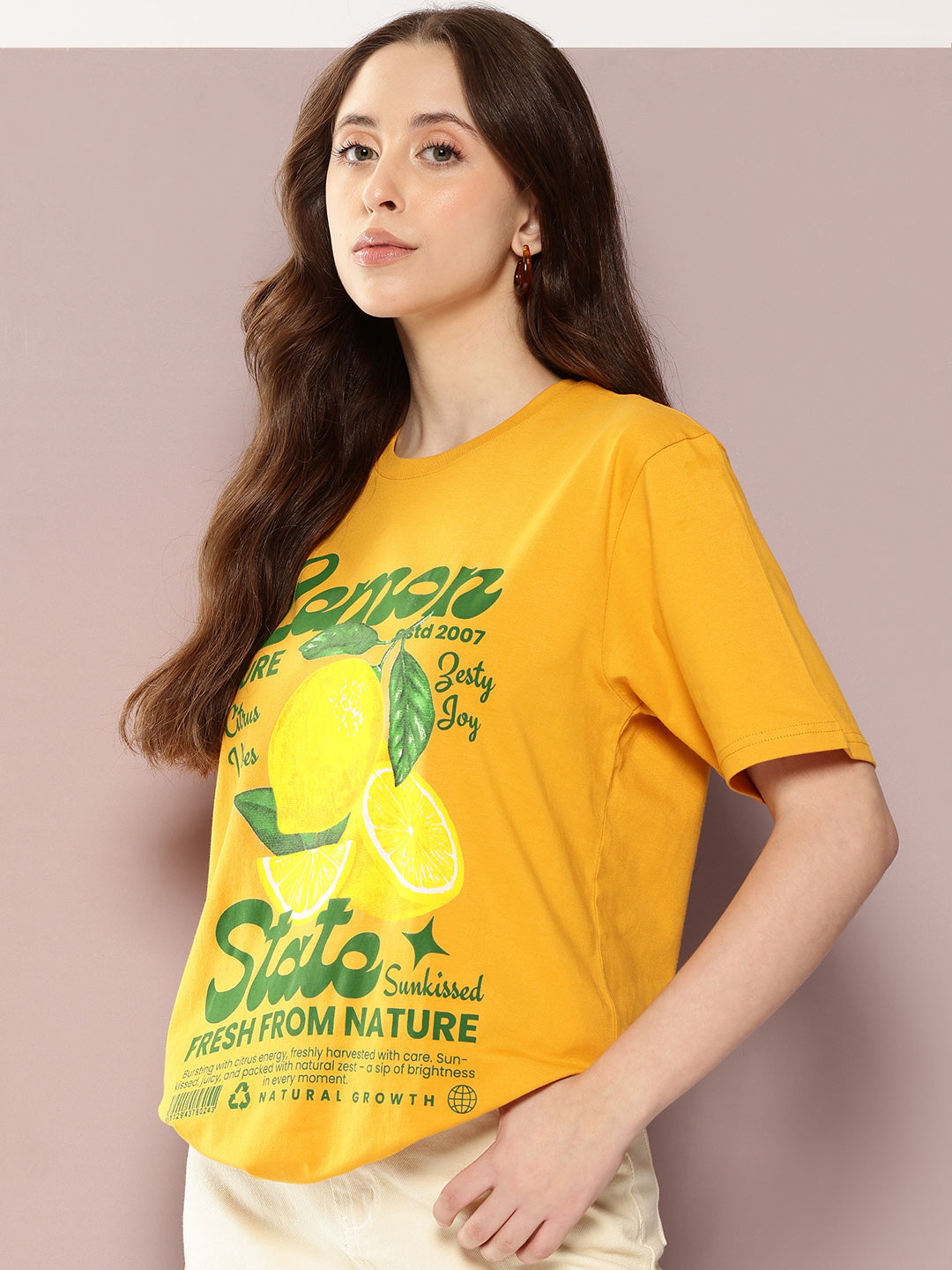Womens Half Sleeve Round Neck Printed Oversized Fit Tshirts