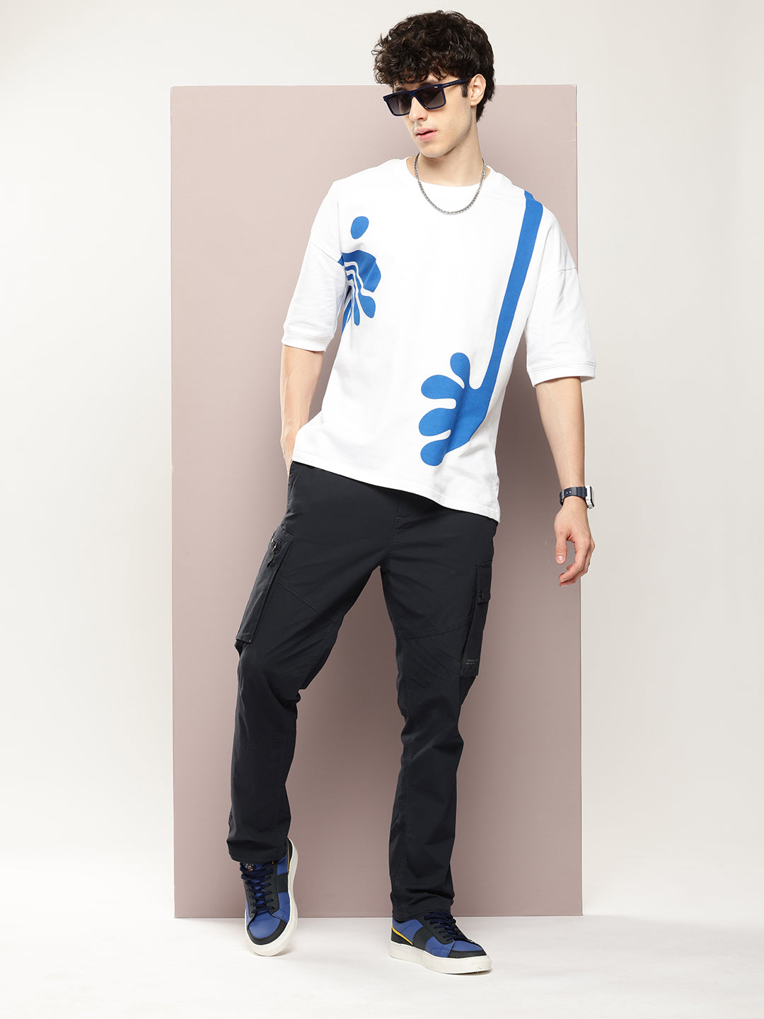Mens Half Sleeve Round Neck All-Over Printed Oversized Fit Tshirts