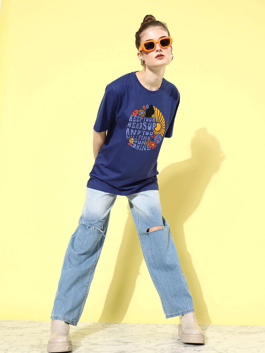 Womens Half Sleeve Round Neck Oversized Fit T-Shirts