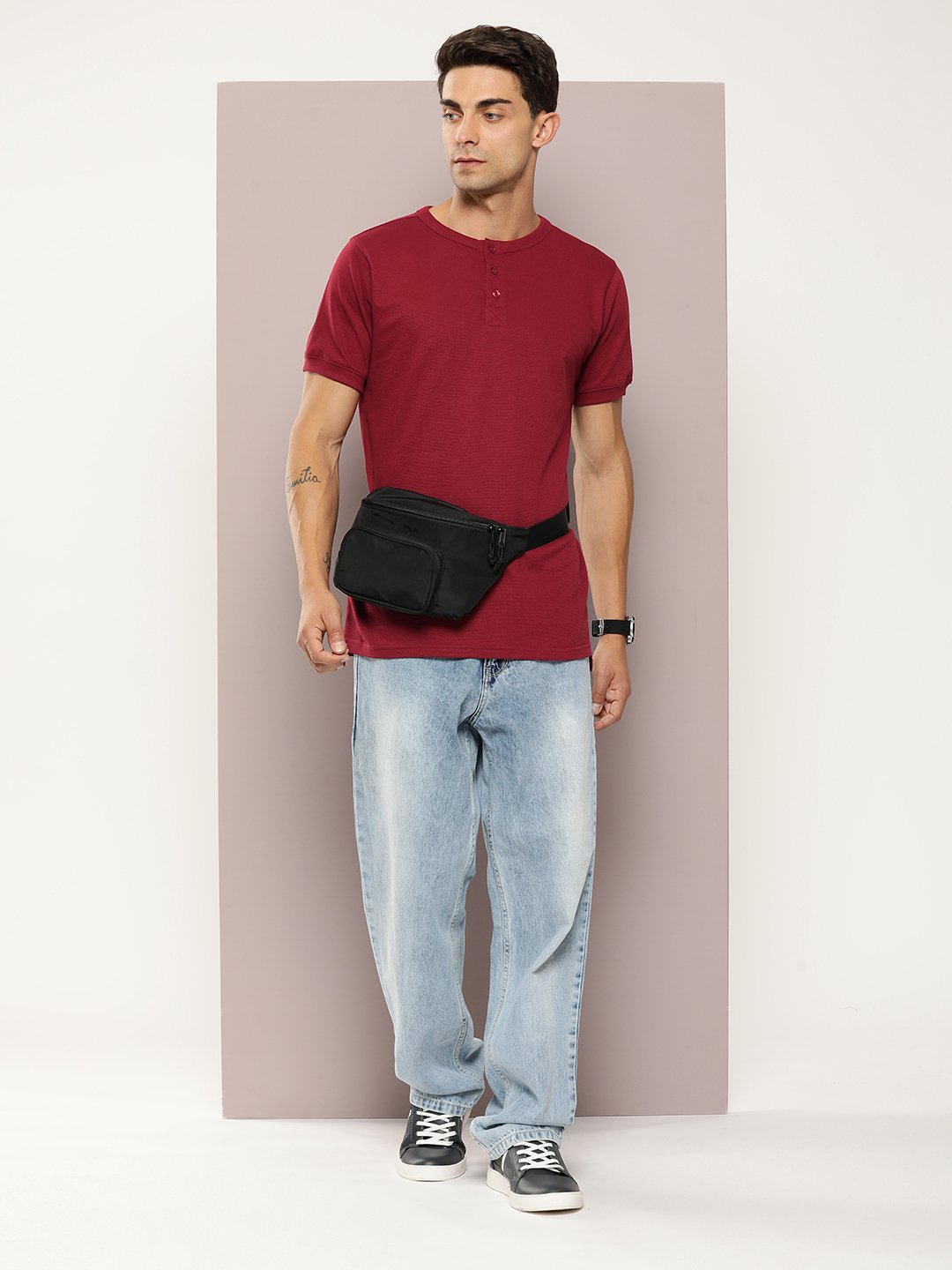 Mens Half Sleeve Henley Neck Regular Fit T-Shirts