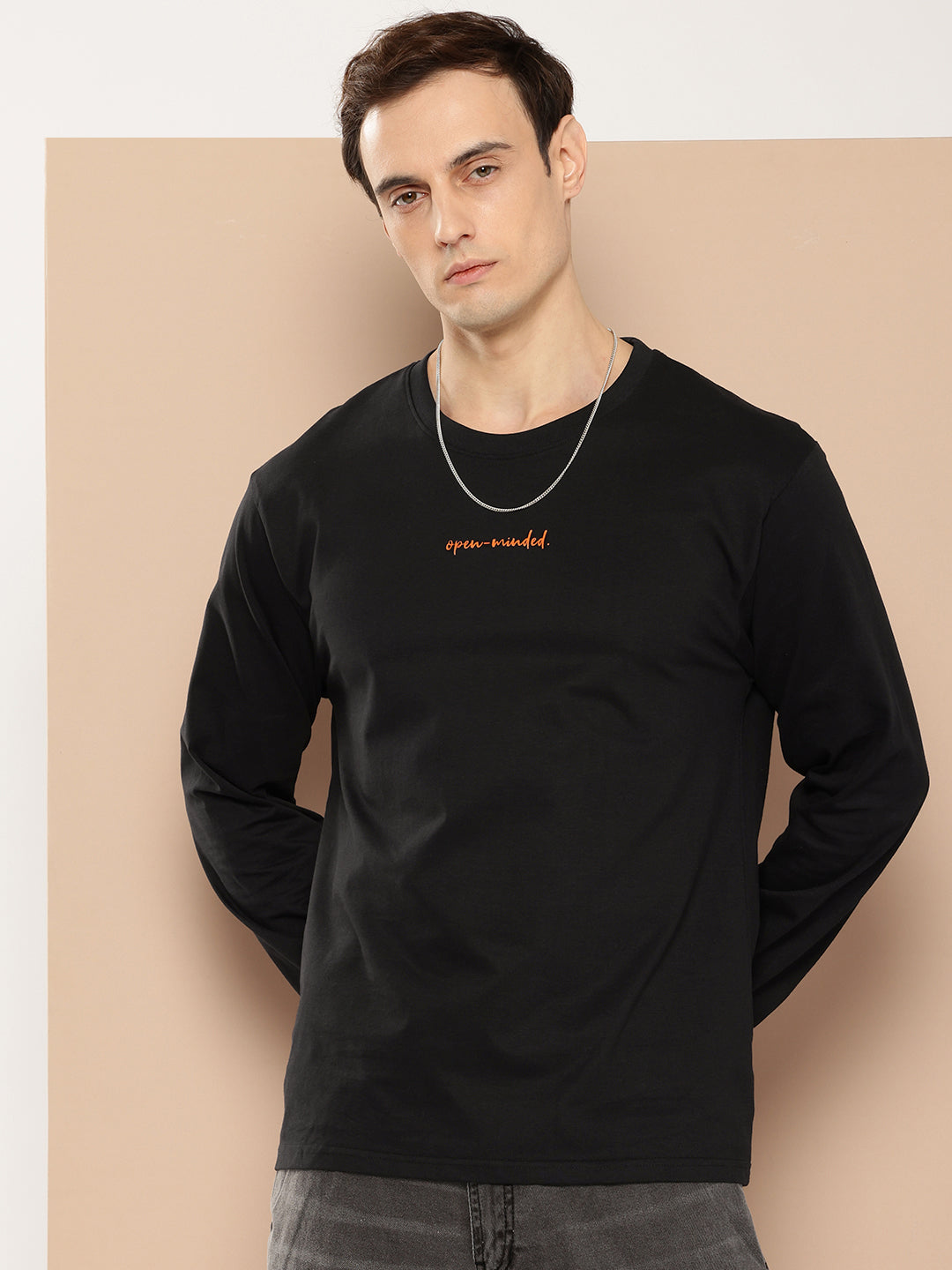 Mens Full Sleeve Round Neck Back Printed Oversized Fit Tshirts