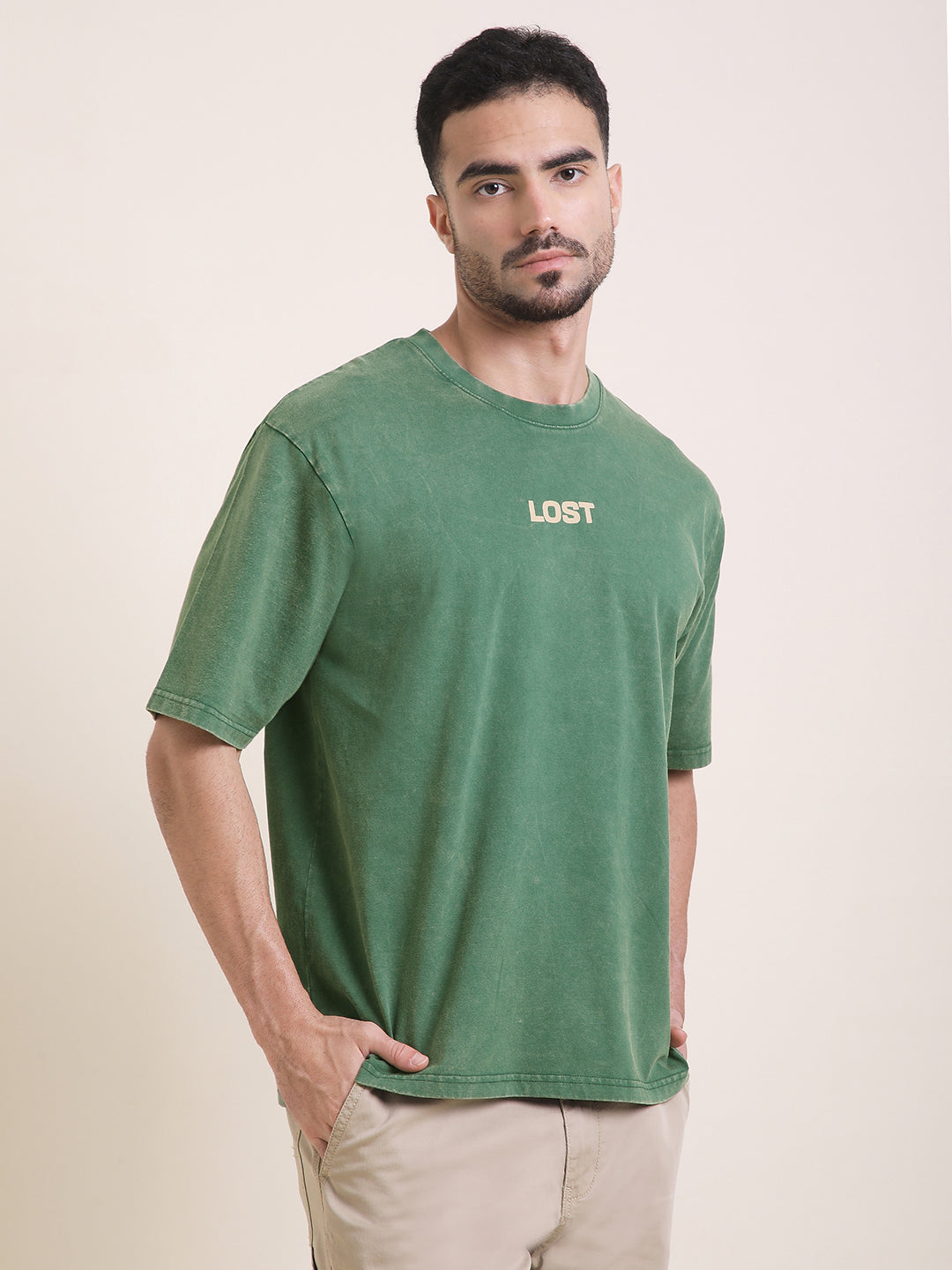 Mens Half Sleeve Round Neck Back Printed Oversized Fit Tshirts
