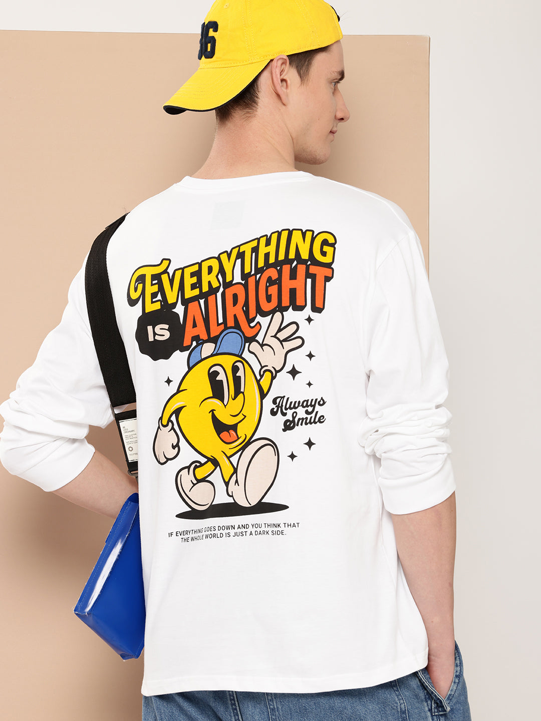 Mens Full Sleeve Round Neck Back Printed Oversized Fit Tshirts
