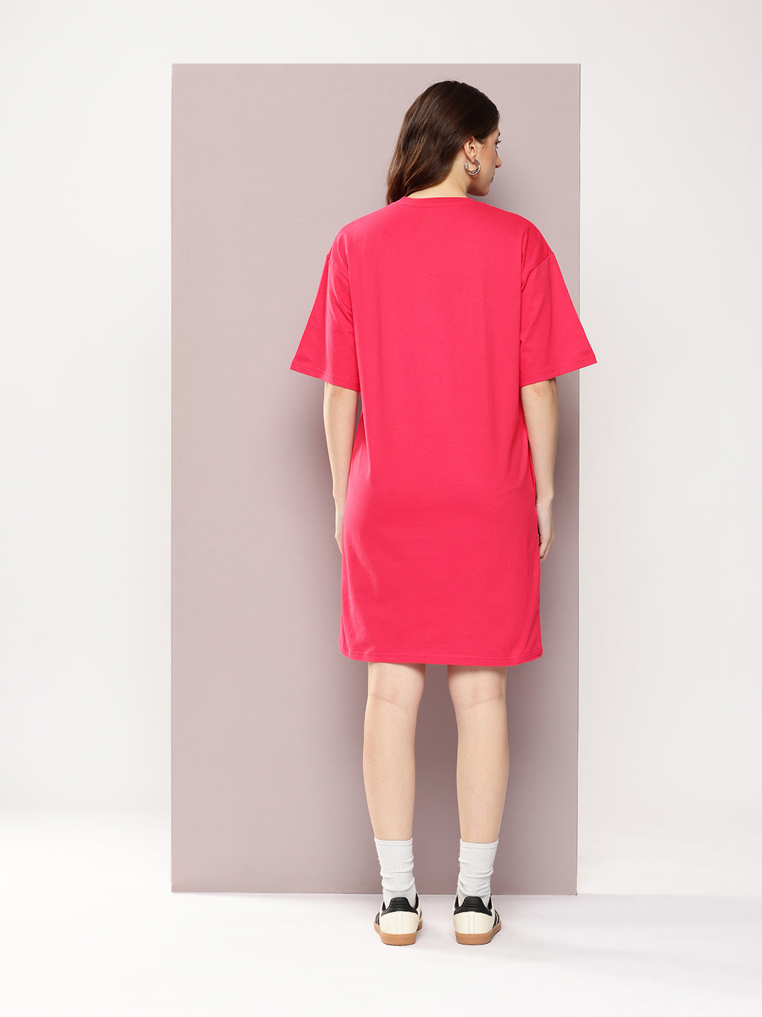 Womens Oversized Short Sleeves Printed Tshirt Dress