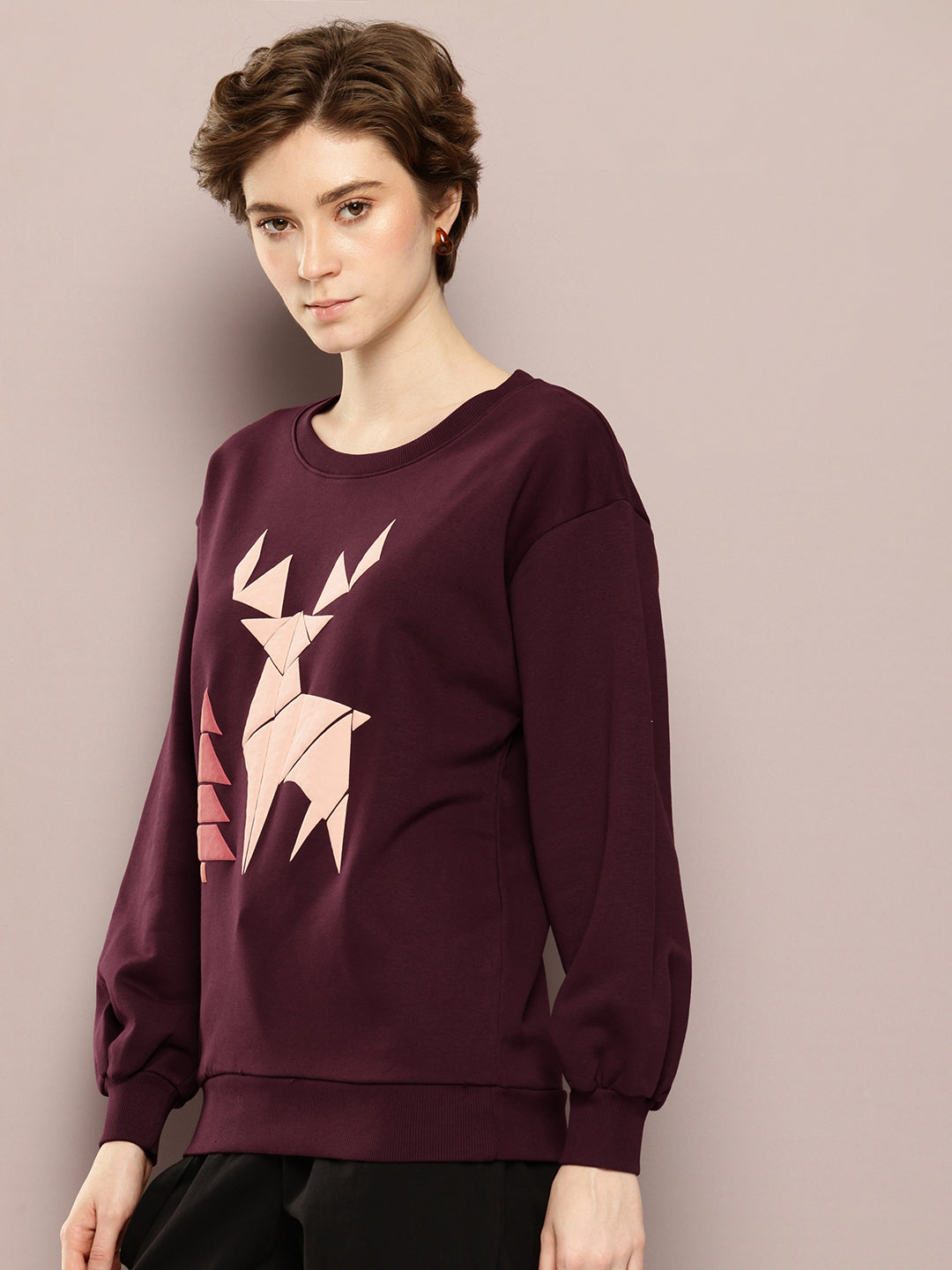 Womens Oversized Puff Printed Sweatshirt