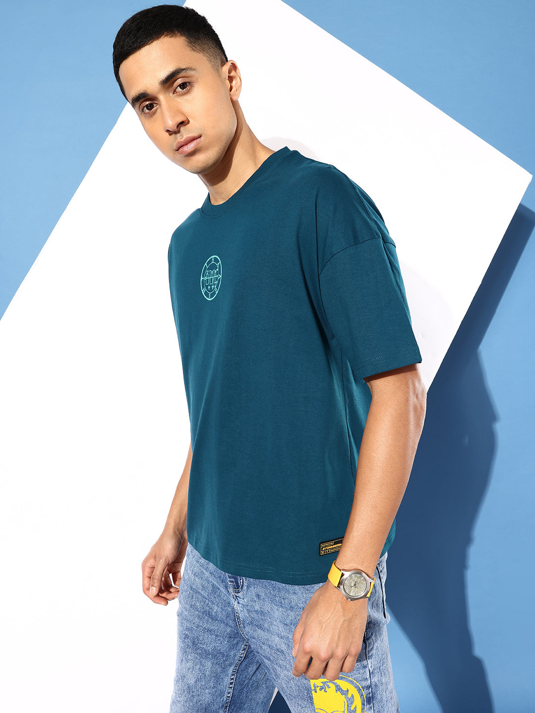 Mens Half Sleeve Drop Shoulder Printed Oversized Fit T-Shirts
