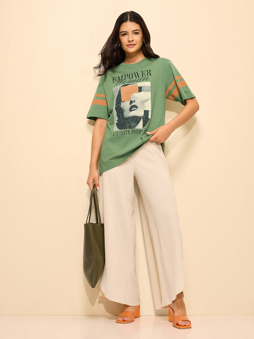 Womens Printed Oversized Cotton T-Shirt