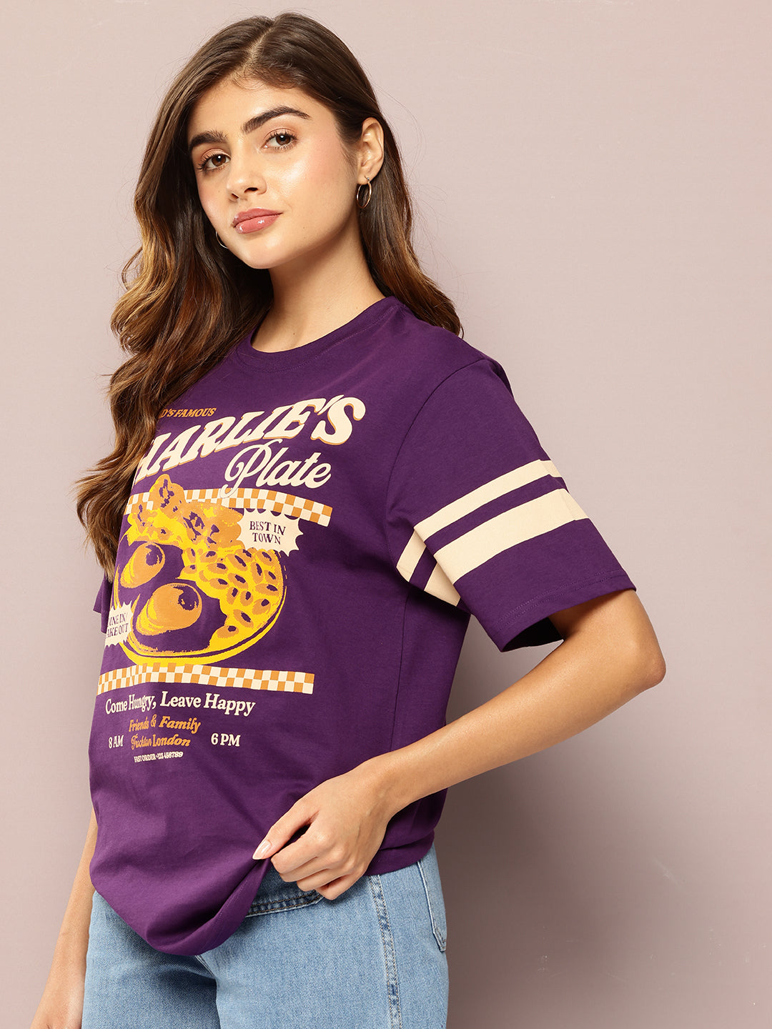 Womens Short Sleeve Printed Oversized Fit Tshirt
