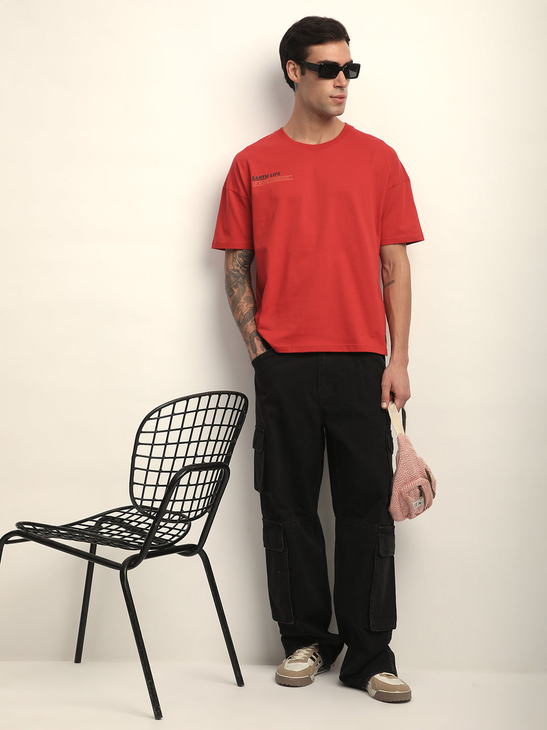 Mens Half Sleeve Drop Shoulder Printed Oversized Fit T-Shirts