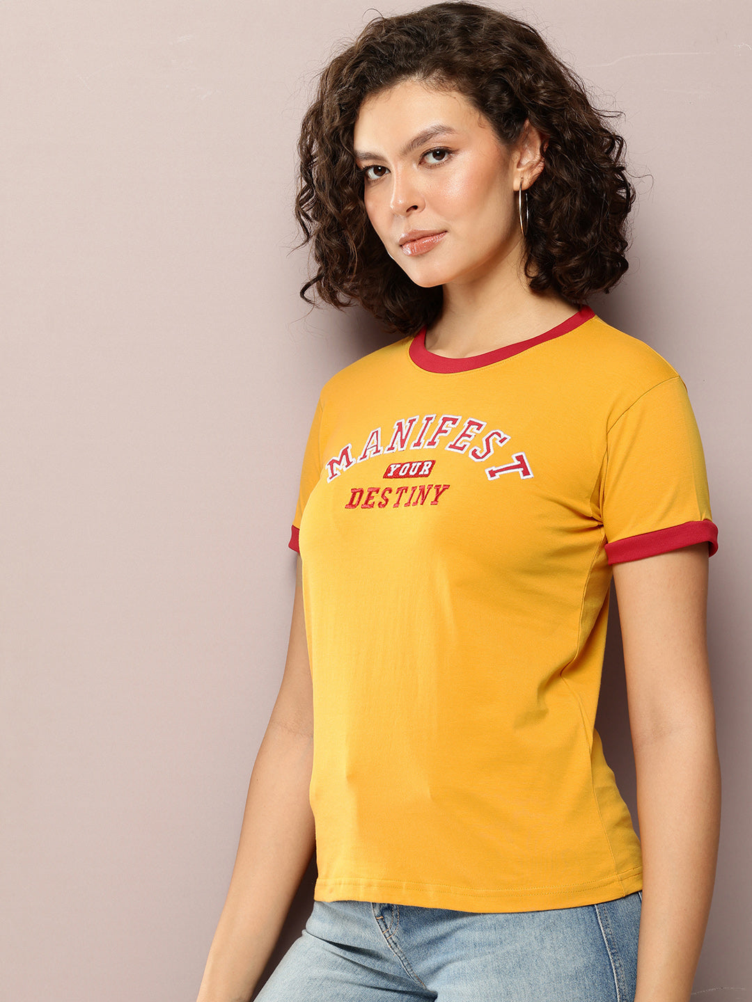 Womens Half Sleeve Round Neck Printed Regular Fit Tshirts