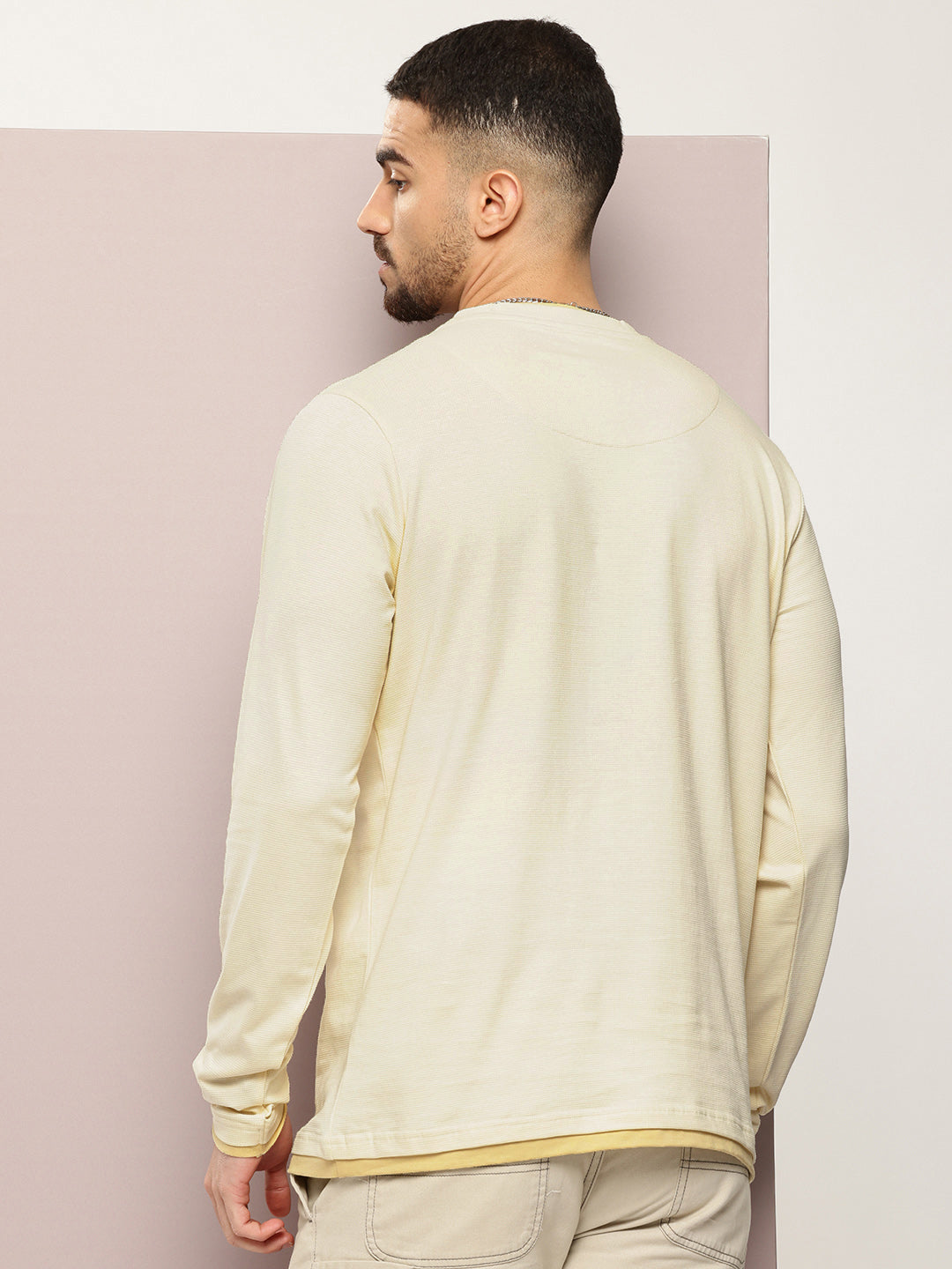 Mens Full Sleeve V-Neck Solid Regular Fit Tshirts