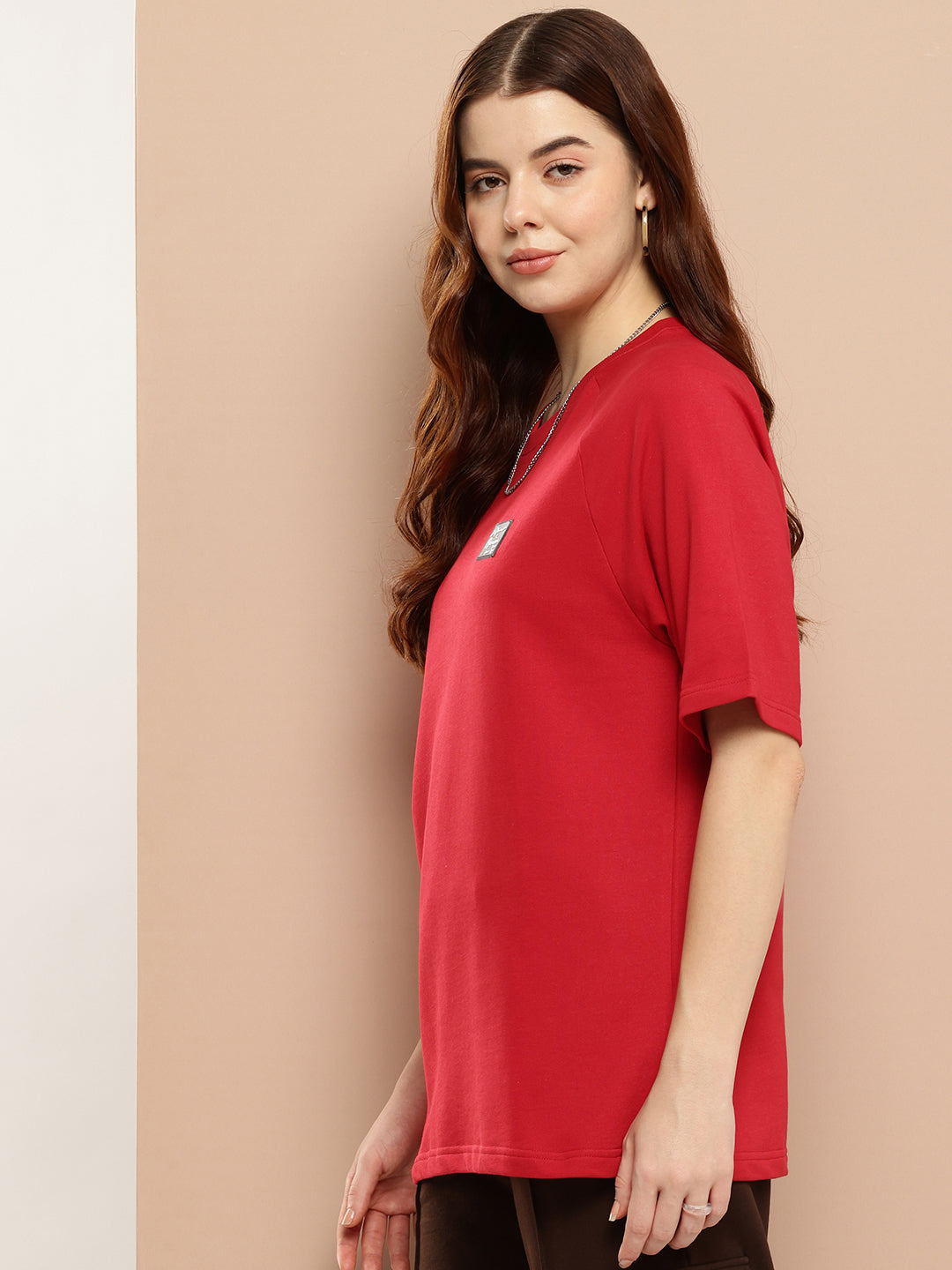 Womens Half Sleeve Round Neck Solid Oversized Fit Tshirts