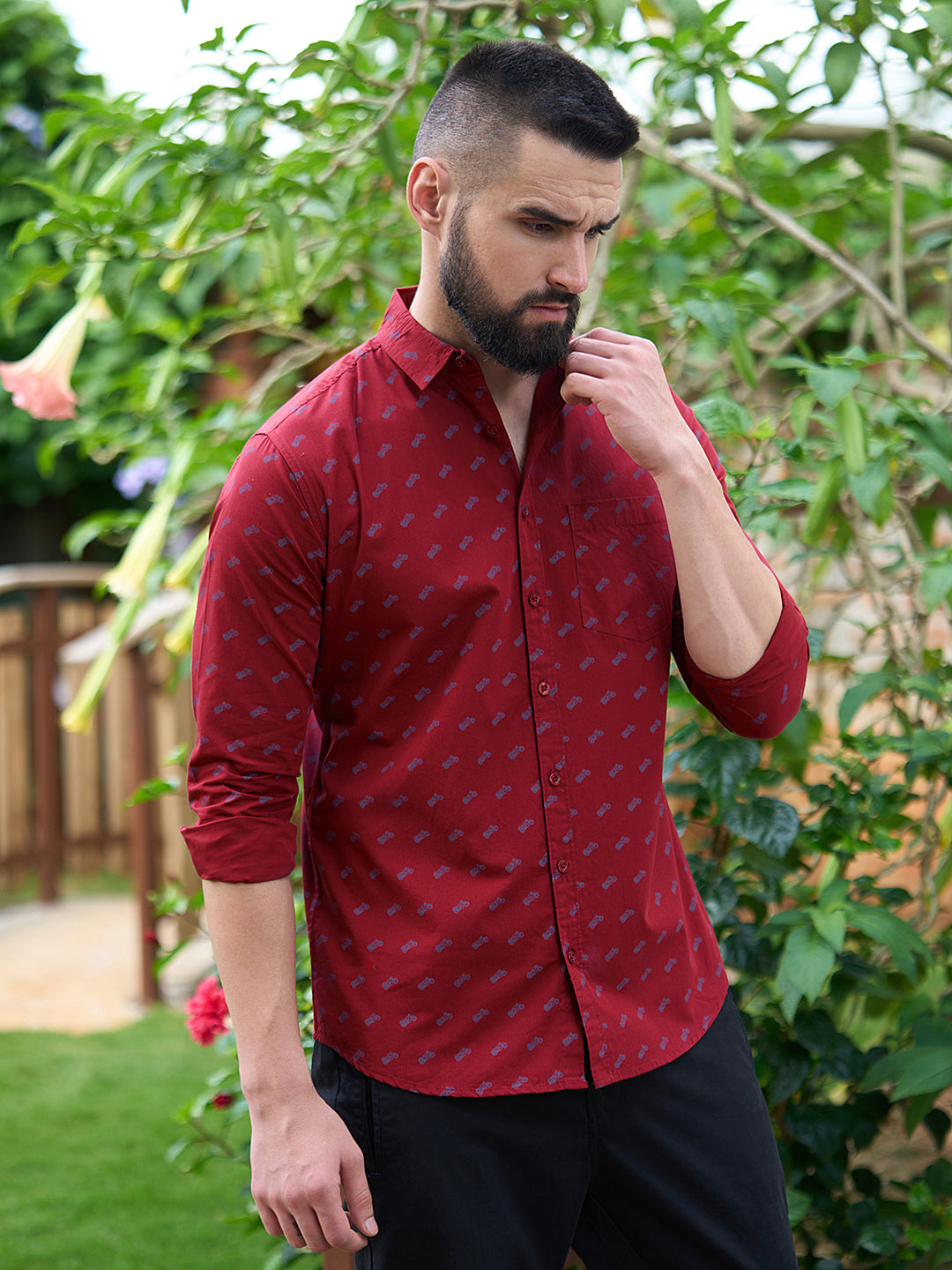 Men All Over Printed Full Sleeve Shirt With Pocket