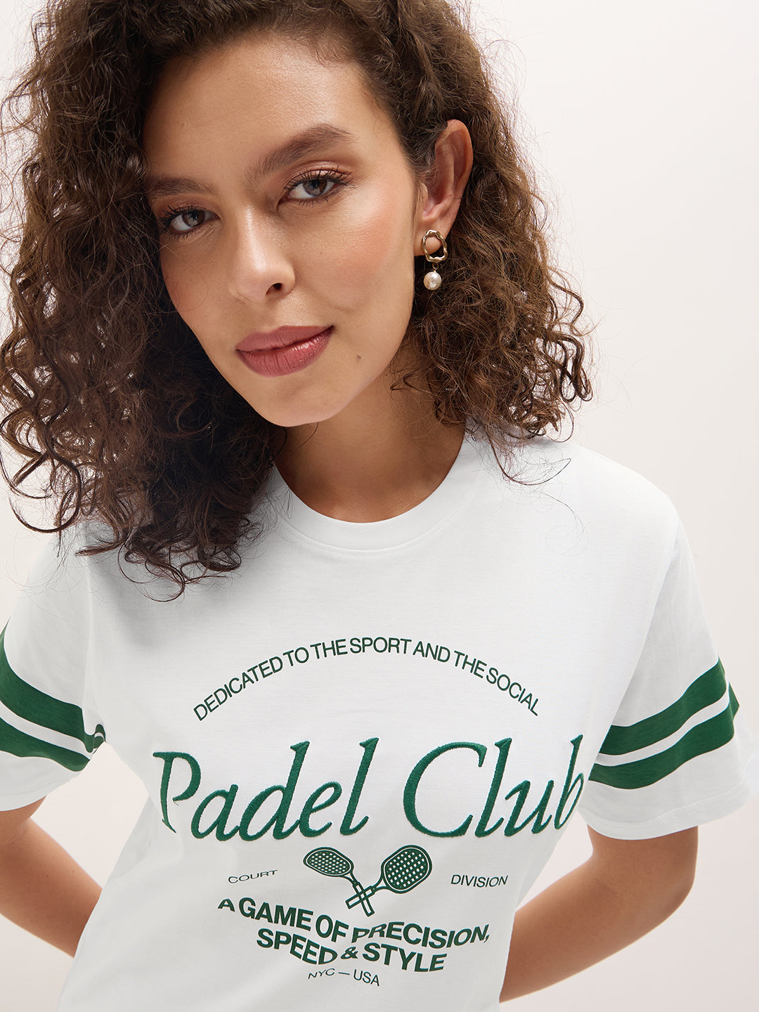 Womens Half Sleeve Round Neck Embroidered Oversized Fit Tshirts