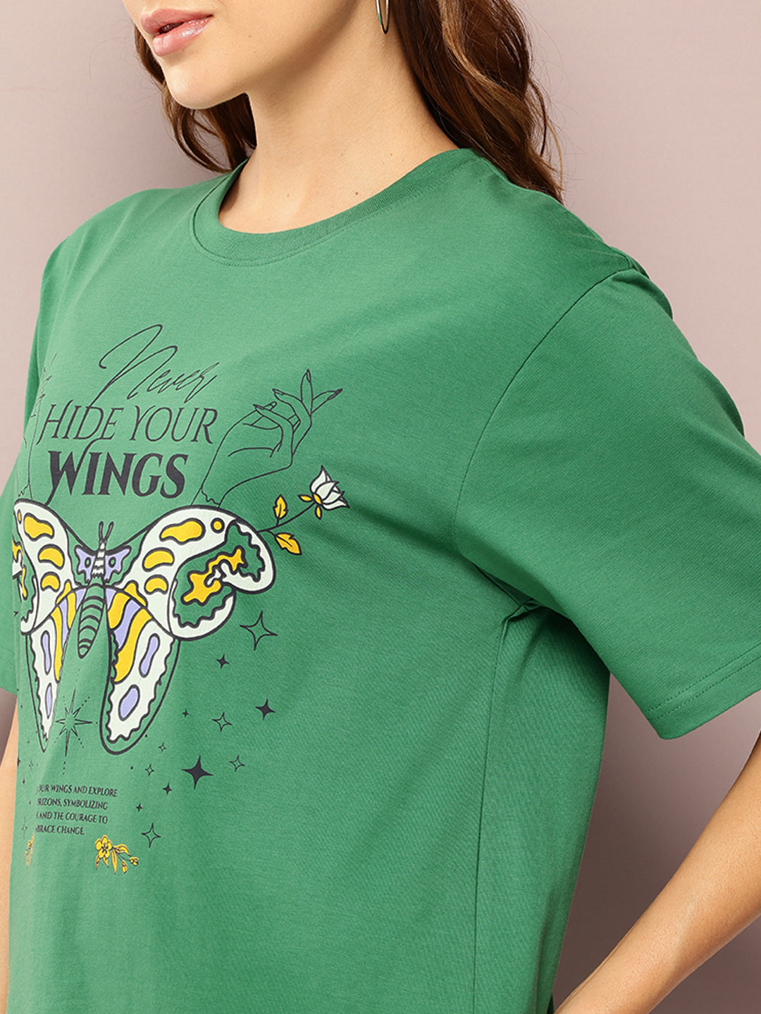 Womens Short Sleeve Printed Oversized Fit Tshirt