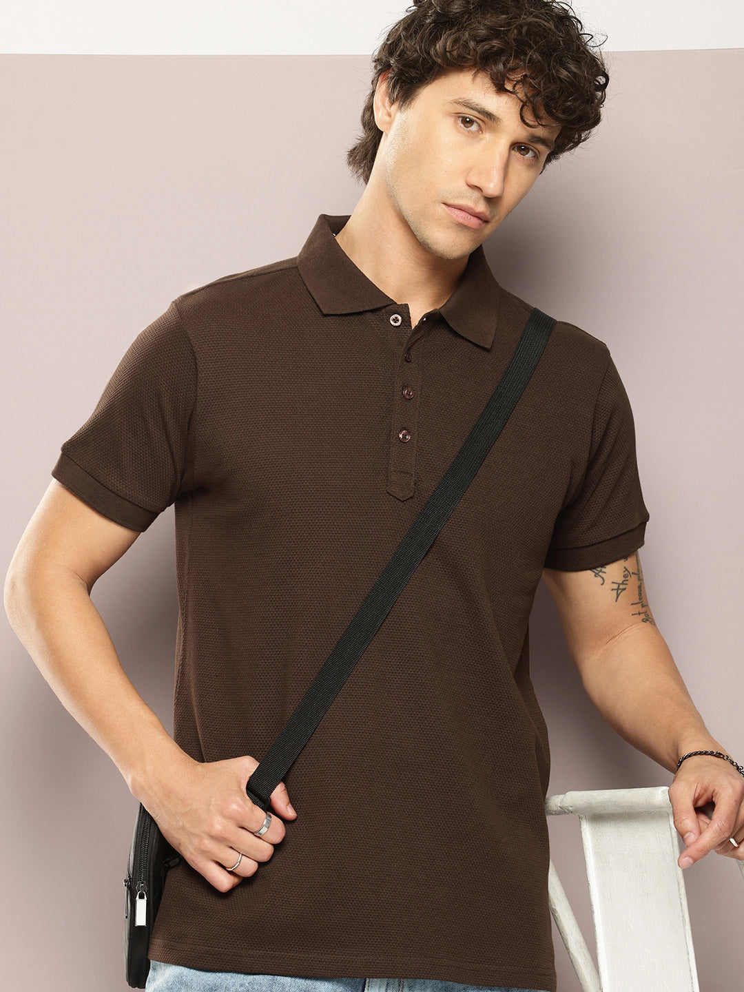 Mens Half Sleeve Polo Neck Solid Regular Fit Tshirts