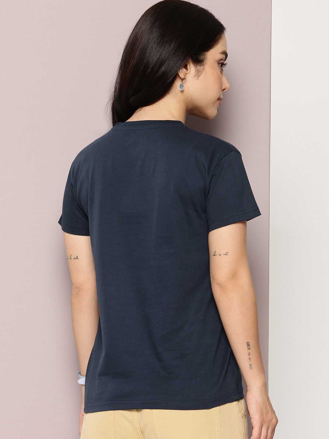 Womens Half Sleeve Round Neck Printed Regular Fit Tshirts