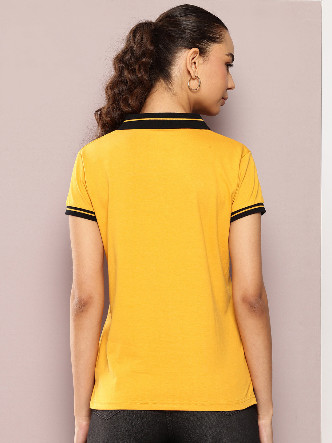 Womens Half Sleeve Polo Neck Embroidered Regular Fit Tshirts