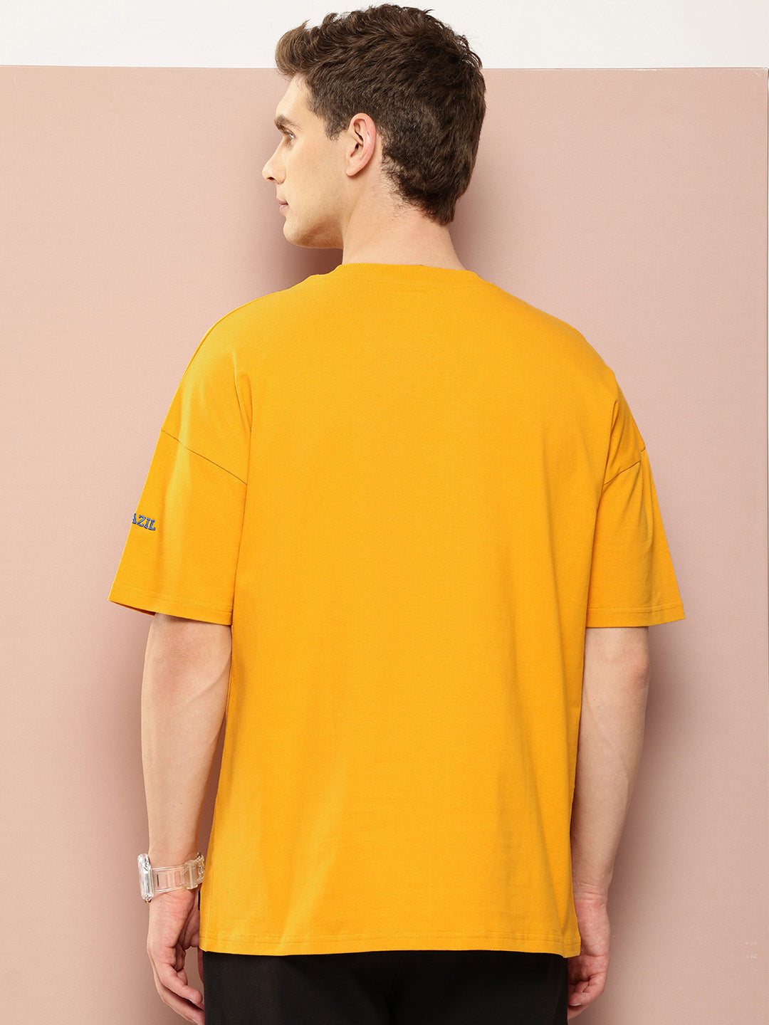 Mens Half Sleeve Drop Shoulder Embroidery Oversized Fit T-Shirts