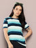 Womens Half Sleeve Round Neck All-Over Striped Regular Fit Tshirts